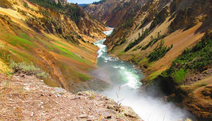 A photo of the Grand Canyon of Yellowstone, with river flowing and waterfall rushing, like assertiveness training will do for our communication and expression.