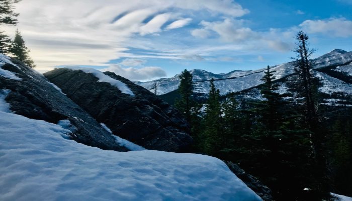 A photo of a wintery scene at Nihahi Ridge, Bragg Creek, a good place to clear the mind and learn how to stop making assumptions and live in truth.